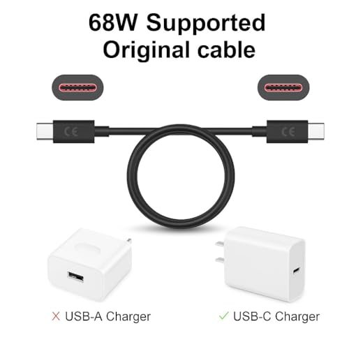 Image of 68W USB-C To C E-Marked Cable,3.3Ft Fast Turbopower Cable For Motorola Edge 50 Fusion /50 Pro /50 Ultra Edge 60 5G /60 Pro /60 Fusion /60 Ultra /Moto G Series Cellular Phone(6 Month Warranty),Black