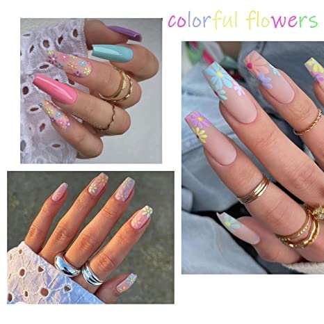 Colorful Flower Nail Art Stickers Decals 3D Self-Adhesive Flower Nail Decals Ice Crystal Flower Daisy Bow Tie Heart Nail Designs Nail Art Supplies Manicure Tips Charms For Women 30Sheets #TOP3