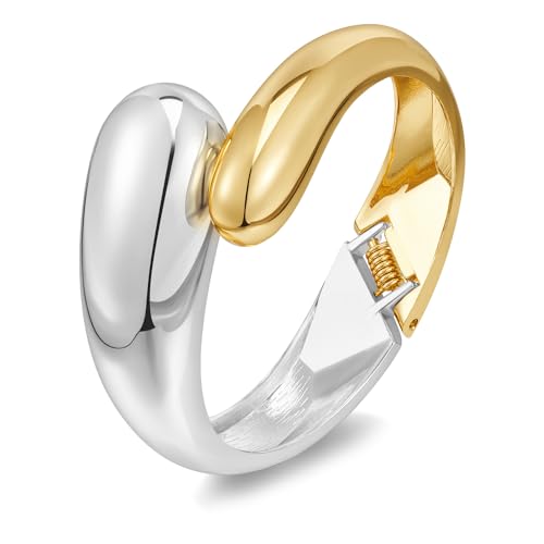 LILIE&WHITE Armreif für Damen Eleganter Armreif für Damen – Bicolor Design in Gold und Silber, Modernes Offenes Armband für Stilvolle Auftritte – Luxuriöser Schmuck für Alltag und Besondere Anlässe