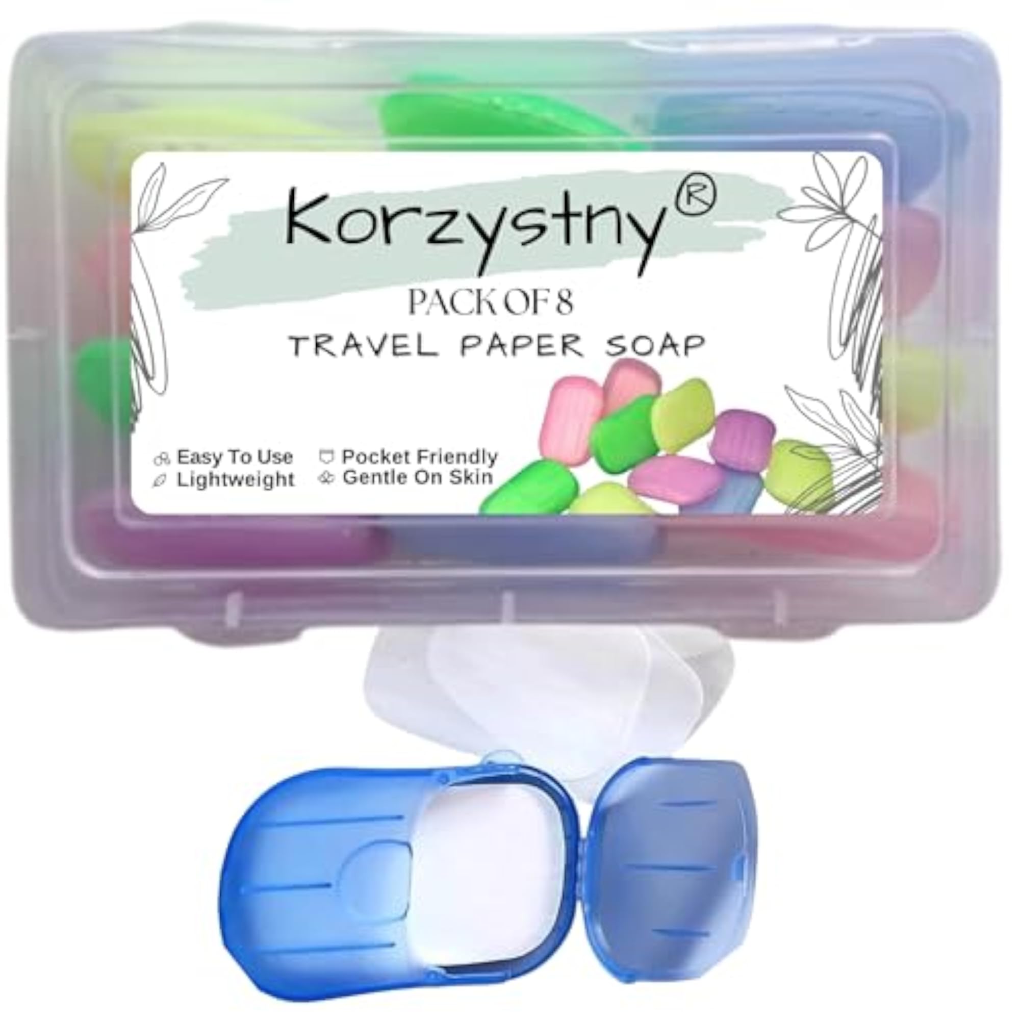 Pack of 8 Travel Paper Soap Sheets, Portable Hand Wash Soap Sheets