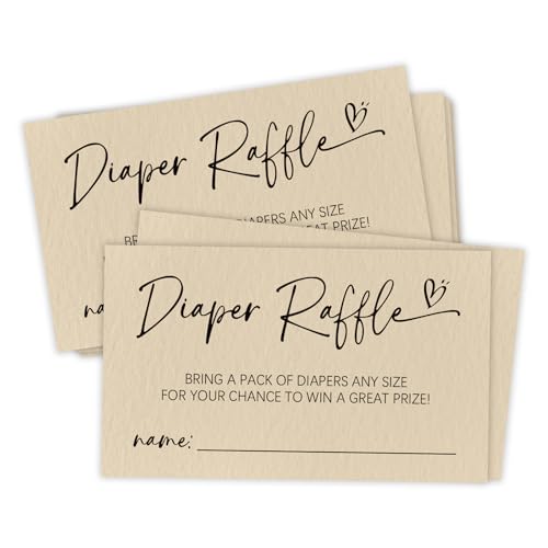 Baby Shower Diaper Raffle Tickets, 50Pcs Coffee Brown Minimalism Raffle Ticket - For Girl Or Boy Invitations,Baby Shower Game, Gender Reveal Game, Activity Supplies (3.5"X 2.1") - A06