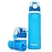 Valourgo ll121 Collapsible Water Bottle - Silicone Foldable with Leak Proof Valve BPA Free, 21 Ounce (Blue)