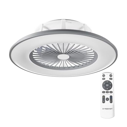 Noaton 11056GR Vega, Ventilador de techo con luz, Mando a distancia, Atenuación LED, 3 temperaturas de color ajustables, Temporizador, Flujo de aire hasta 61 m3/min, Ø56cm (Gris)