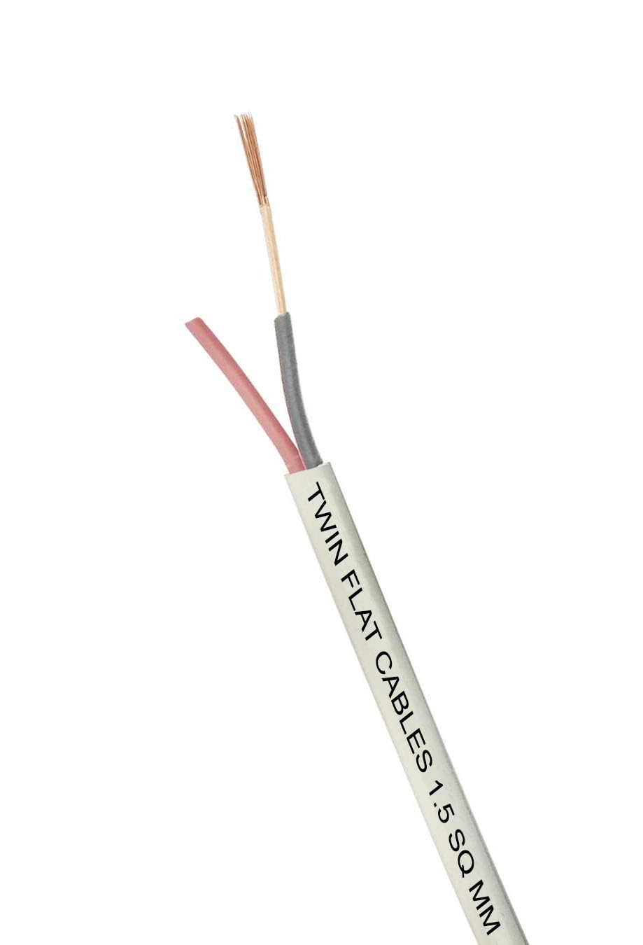 B-Safe 1.5mm 2 core Twin Flat Copper Wires & Cables for Electrical Connections (White) (7 meters / 23 feet)-image-0
