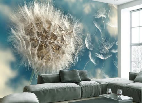 Poster geant mural pissenlit intissé bleu pour deco salon 3D - 5