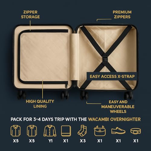 Image of Lite Go Cabin Overnighter Trolley Bag Small Size Polycarbonate 18inch 45cms with 16inch Laptop Compartment Suitcase for Flight Travel Suitable for Men, Women,Boys and Girls (Black)