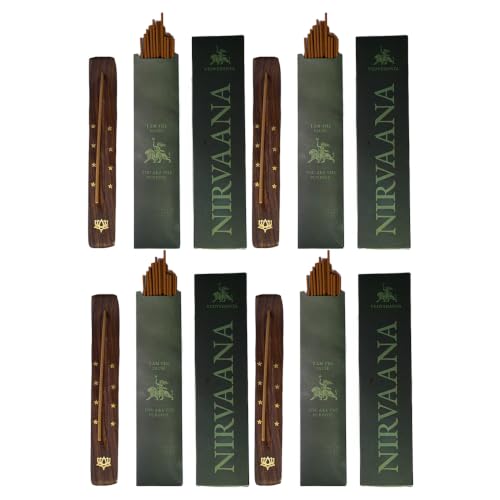 Image of Nirvaana Luxury Incense Sticks | 60 Bambooless Incense Sticks | Pure Sheesham Wood Stand | Long Lasting Fragrance | Complete Sensory Journey | Ethically Crafted | Pack of 4