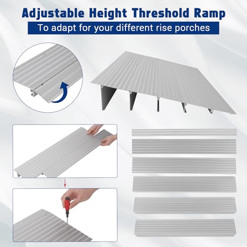 Threshold Ramps for Doorways, Door Threshold Ramp 2" Rise, Aluminum Entry Threshold Ramp for Doorways, Weight Capacity 700 LB by IDEALHOUSE - Image 5