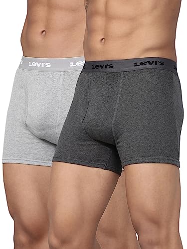 Image of Levi's 001 Classic Boxer Brief for Men | 100% Pure Cotton | Solid | Mid-Rise Men's Underwear | Anti-Roll Waistband | Durable Comfort with Extra Supportive Gusset | Functional Fly | Pack of 2