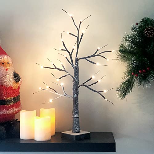 Dawsons Living Christmas Pre-Lit Twig Tree - Battery Operated Indoor/Outdoor Decorative Festive Tree - 24 LED Lights (60cm / 2Ft Warm White)