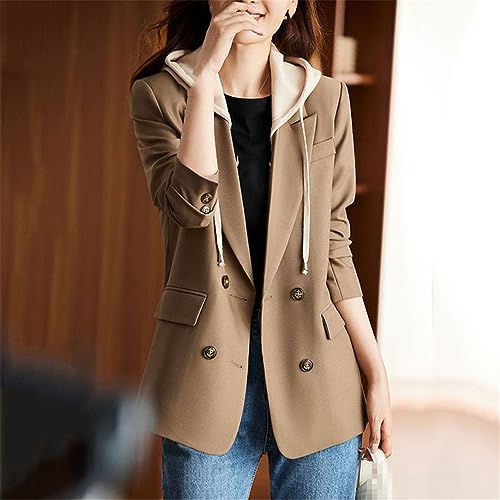 Blazer Women's Coat Long Sleeve Hooded Suit Women Jacket Casual Blazers Tops4