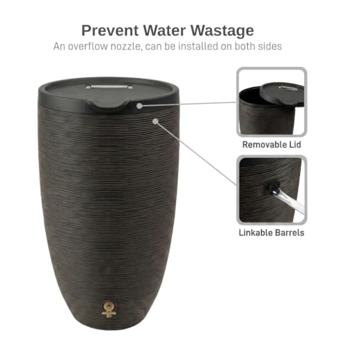Image of RTS Home Accents 50-Gallon Newport Rain Barrel, Bronze Color