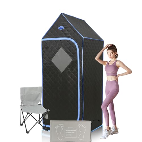 Home Saunas and Full Size Sauna Far InfraRed Suana Heat Room Portable Sauna Tent, Folding Home Spa Sauna, Detox Personal Relaxation by Amebee, Timer, Temperature Remote Control (Trendy Black)