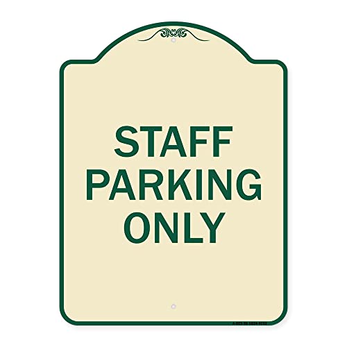 SignMission Designer Series Sign - Staff Parking Only | Tan & Green 18" x 24" Heavy-Gauge Aluminum Architectural Sign | Protect Your Business & Municipality | Made in The USA