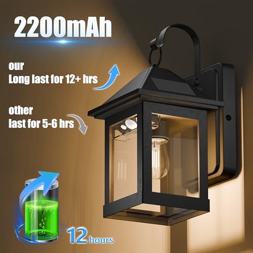 2 Pack Solar Outdoor Wall Lights for Fence Front Door Waterproof Dusk to Dawn Motion Sensor LED Sconce with 3 Modes,3000K E26 Bulb Included,Exterior Porch Lamps Wall Mount Patio Decorative by Generic - Image 5
