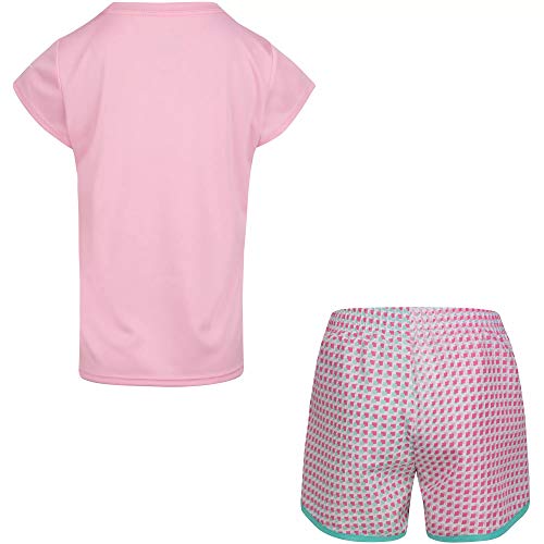 Nike Little Girls' Dri-FIT Pixel T-Shirt and Shorts 2 Piece Set (Tropical Twist(26H451-F1P)/Pink, 4 Little Kids)2