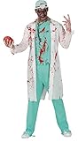 Fiestas Guirca Zombie Doktor, Blutiger Arzt, Teufels Chirurg- Herren Kostüm in Weiß und Grün | Größe L 52 – 54 | inkl. Kittel u. grüne Arzt Uniform - Für Karneval / Fasching, Halloween, Themen Partys