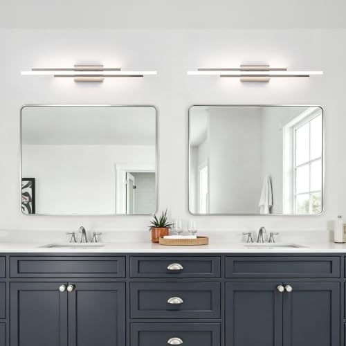 Sovinzert 35.43 inch Brushed Nickel LED Vanity Light, 5CCT Dimmable Bathroom Light Fixture Over Mirror, Modern Curved Wall Lamp 2500K-5500K for Bathroom Lighting by Sovinzert - Used condition - Image 8