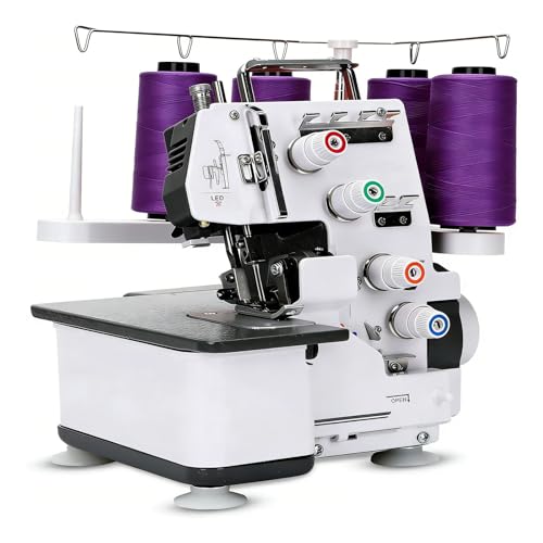 richigblosmum 4-Thread Overlock Machine for Beginners & Experts, 1300 SPM High Speed, Adjustable Foot & 12 Stitch Types, 3/4 Thread Serging on Cotton, Denim, Lycra, Garment, Home Decor Sewing