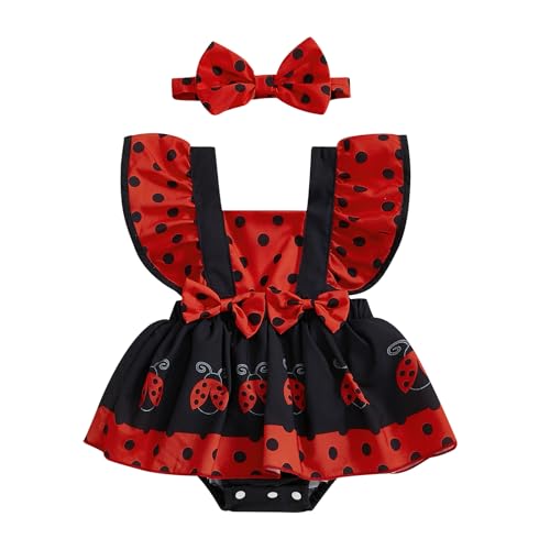 Image of Newborn Baby Girl Summer Clothes Ruffle Fly Sleeve Romper Dress Onesie with Headband Toddler Infant Outfit