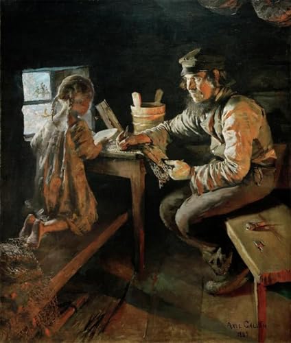 Lienzo Erste Lektion de Akseli Valdemar cuadro para decoración de paredes 60x90cm