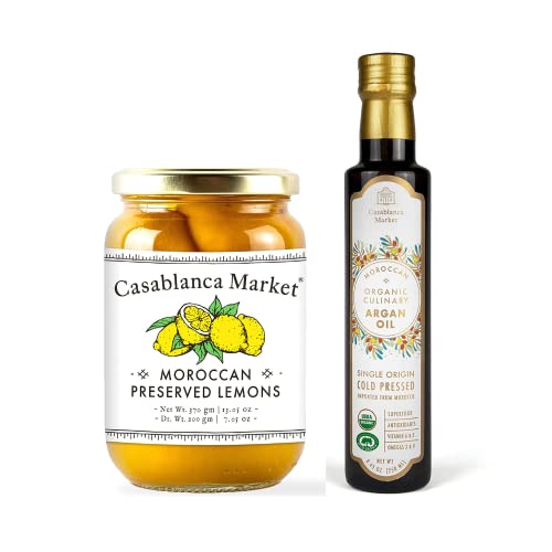 Casablanca Market Moroccan Preserved Lemons (13Oz) + Organic Argan Oil (8.45Oz) #TOP20