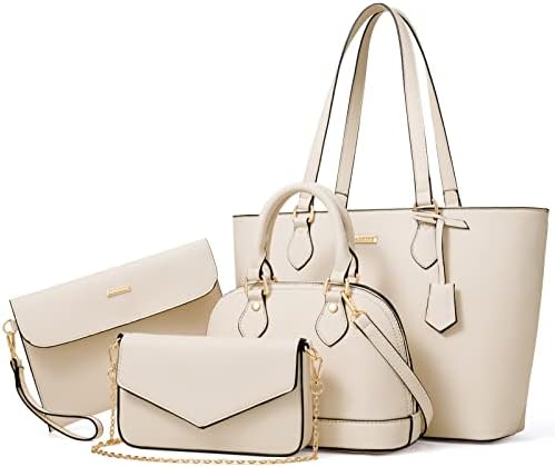 4PCS Women Fashion Handbags Purses Wallet Shoulder Bags Casual Tote Bag Crossbody Bags, Handbag Set Gift for Ladies Girls