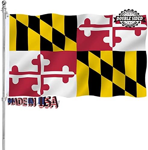 Maryland Flag 3x5 Outdoor Double Sided Heavy Duty MD State Flag for Maryland 3 Ply Thick Nylon Material with 2 Metal Grommets, 4 Rows of Stitching