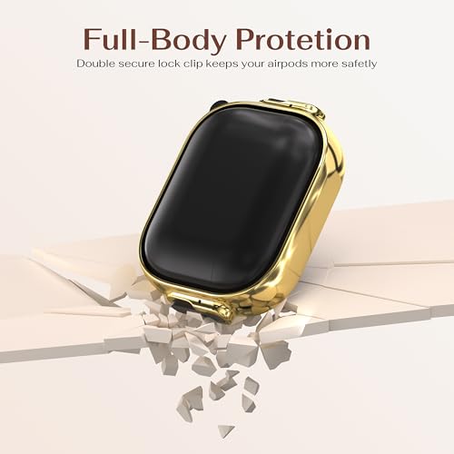 Image of Maxjoy for AirPods Pro 3rd Generation Case with Lock, Cute AirPods Pro 3 Case Lock Protective Hard AirPod Pro 3 Cover for Women Men with Keychain for Airpod Pro 3rd Gen Cover 2025,Gold /Black
