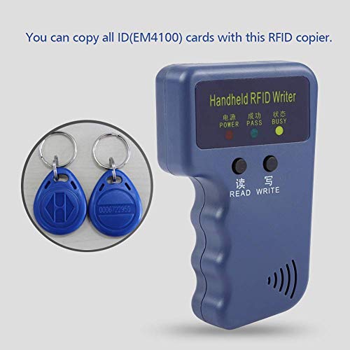 Access Control Card Replicator,125KHz EM4100 Portable Handheld RFID ID Card Copier Reader/Writer Duplicator + Keyfob Suitable for school, office - Thumbnail 3