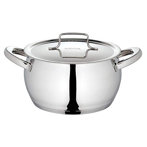 Borosil Stainless Steel Handi Casserole With Lid,Induction Friendly,Impact Bonded...