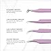Jimy 4 Piece Set Lash Tweezers for Eyelash Extensions, Anti-Slip Diamond Grip for Professionals, Straight and Curved Precision Fiber Tips Stainless Steel, Multipurpose Eyelash Tweezers