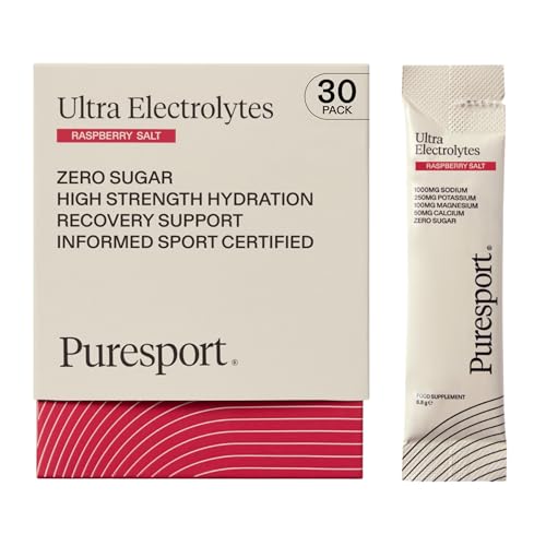 Puresport Ultra Electrolytes Hydration Raspberry Salt (30 Pack) | High Performance Sugar Free Electrolytes Powder | 1000mg of Sodium | Electrolyte Sachets Optimise Hydration/Support Muscle Function