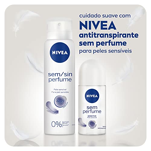 NIVEA Desodorante Antitranspirante Aerossol Sem Perfume Pele Sensível 150ml - Proteção prolongada de
