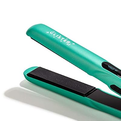 Glister Interstellar Digital Flat Iron with Cosmic Tourmaline Professional Hair Straightener, Hair Styling, Beauty Tool for All Hair Type, Adjustable Temperature Buttons, Gift for Girls - Biscay Green