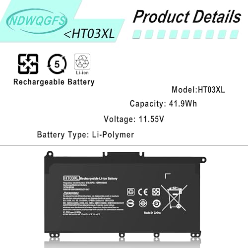 Image of HT03XL L11119-855 Laptop Battery for HP Pavilion 15 17 Series Replacement for Pavilion 15-CS, 15-DA, 15-DB, 17-by, 14-CE Models Compatible with HSTNN-UB7J, HSTNN-DB8R, HT03041XL
