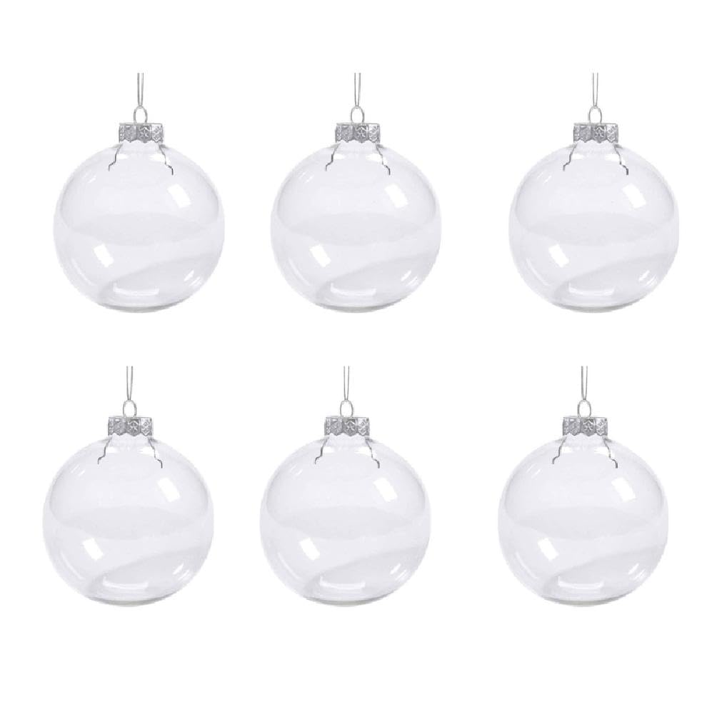 Amazon.co.jp: 6 個クリスマスボール透明ガラスボールペンダント