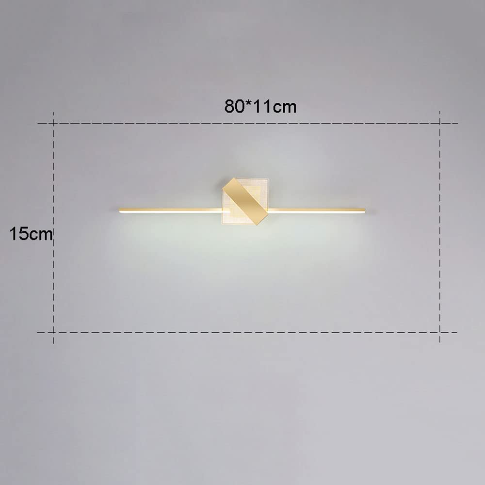 Lampada Frontale a Specchio Led, Lampada da Bagno Creativa in Metallo, Applique per Trucco da Parete Sopra lo Specchio Del Mobile, Illuminazione per Specchio da Bagno per il Water./6000K/80Cm