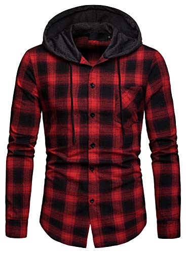 DAVID.ANN Mens Long Sleeve Plaid Classic Casual Hoodie Jackets2