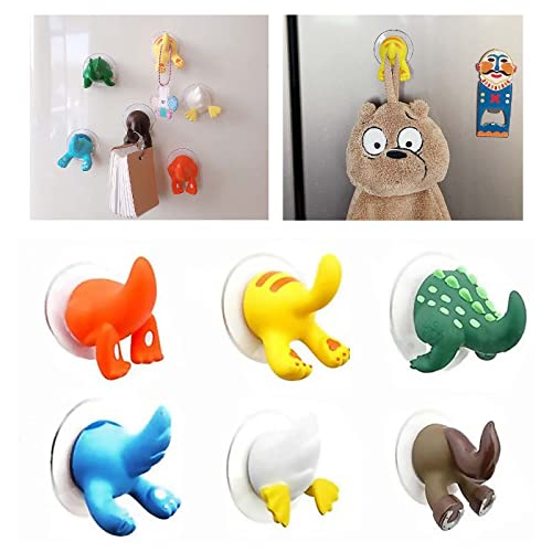 Saugnapf Haken Cartoon Tiere Saugnapf Kinder Handtuchhaken Kinder Tierwandhaken Badezimmer Saughaken Ohne zu Bohren Saughaken Saugnapf-Wandhaken für Mantel,Handtuch,Schlüssel,Taschen,Hüte,6pcs