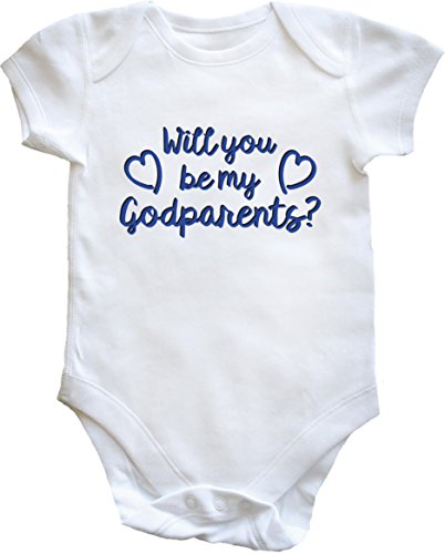Hippowarehouse Will You Be My Godparents? (RoyalBlue) baby vest bodysuit (short sleeve) boys girls