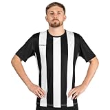 FORZA Camiseta de manga corta para hombre [XS-XXL] - Camiseta de fútbol de manga corta de alta calidad | 5 opciones de color a rayas (blanco y negro, XXL)
