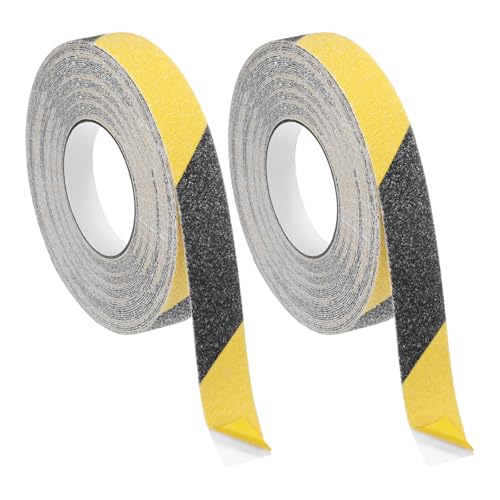 Image of M METERXITY 2-Pack Grip Tape, 0.8Inch x 49.2ft /20mm x 15m Anti Slip Traction Tape for Stair Steps /Indoor /Outdoor, Non Skid Adhesive Stair Tread Tape [Black /Yellow]