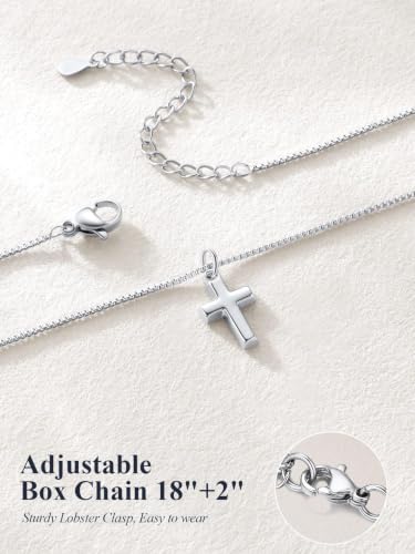 Image of U7 Cross Necklace for Women,Silver /14K Gold Plated Cross Necklace with 18-20 inch Box Chain,Tiny /Medium /Large Cross Pendant Necklace Religious Necklaces Christian Jewelry Gift for Her