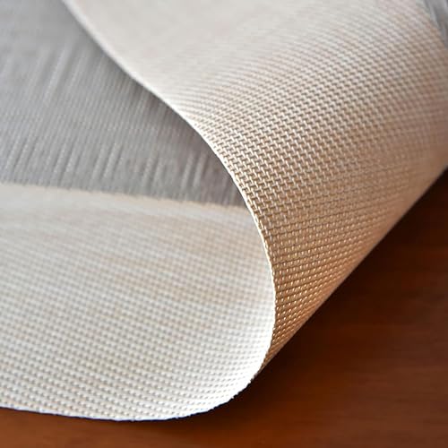 Image of YELONA Placemats Set of 4, Heat-Resistant Woven Vinyl Table Mats, Non-Slip & Washable Dining Tablemats for Kitchen & Dinner Decor, Almond Beige (45cm x 30cm)