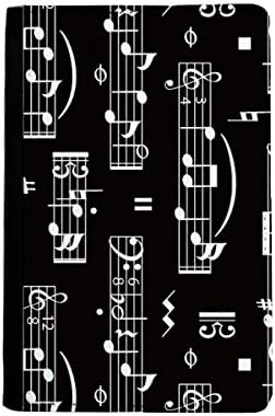 White Music Notes Bar Black Passport Holder Notecase Burse Wallet Cover Card Purse image 2