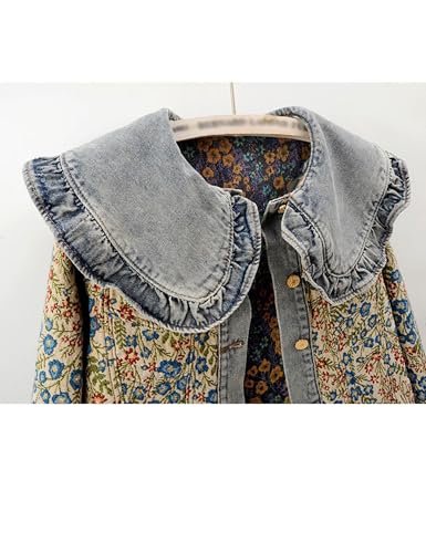 Unilexi Womens Peter pan Collar Embroidered Jean Jackets Long Sleeve Jacquard Versatile Denim Jackets3