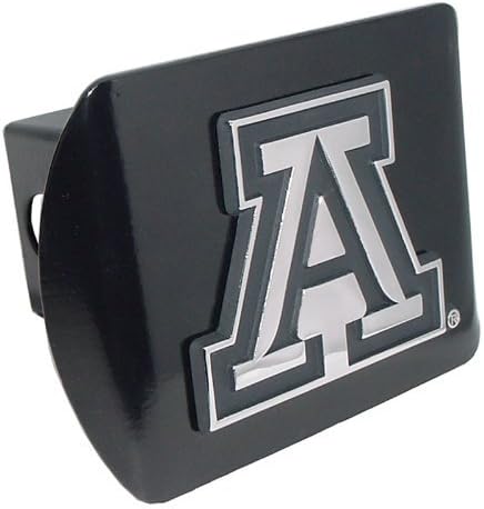 University of Arizona Wildcats "Black with Chrome "A" Emblem" College Sports Metal Trailer Hitch Cover Fits 2 Inch Auto Car Truck Receiver