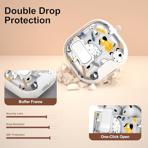 Image of for Apple AirPods 4 Case 2025 with Safety Lock & Foldable Phone Stand, Dog | Double Drop Protection,Two-Piece Design, Airpod 4 Case with Keychain & Cleaner Kit, Support Wireless Charging, Shockproof