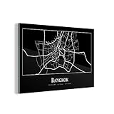 Glasbild Glasfoto Wandbild Bilder Deko 150x100 cm Bangkok - Karte - Stadtplan